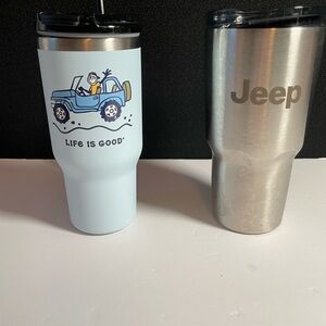2 Jeep tumblers - Life is Good and Jeep brand.